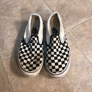 Black and White Checkered Vans Slip Ons